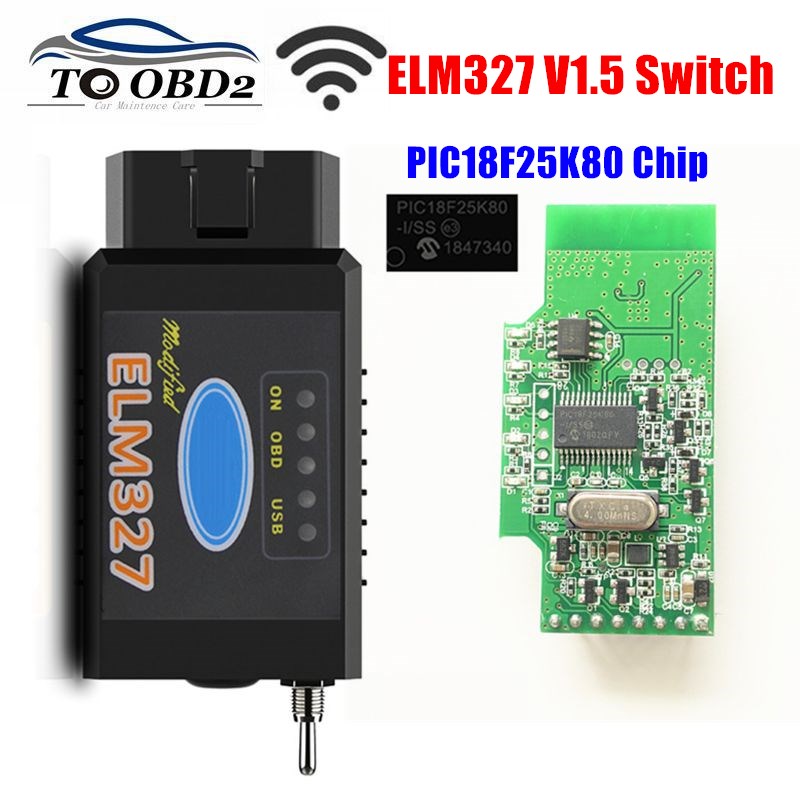Obd2 Scanner Bluetooth Android - HS-CAN/MS-CAN ELM327 V1.5 Schakelaar PIC18F25K80 Chip