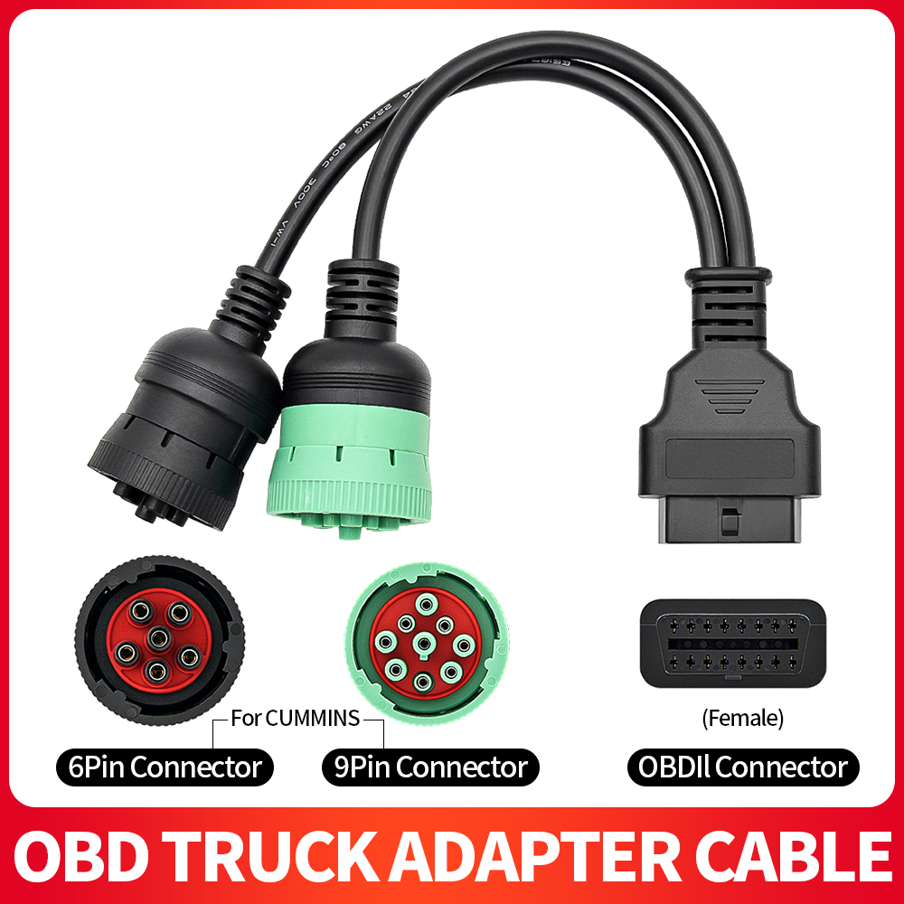 Obd2 Scanner Heavy Duty Truck - Zware diagnostische adapterkabel voor vrachtwagens, 9+6-pins