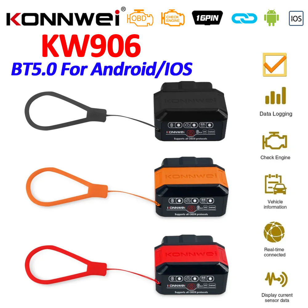Obd2 Scanner Bluetooth Android - KONNWEI KW906 ELM327 V1.5 PIC18F25K80 OBD2