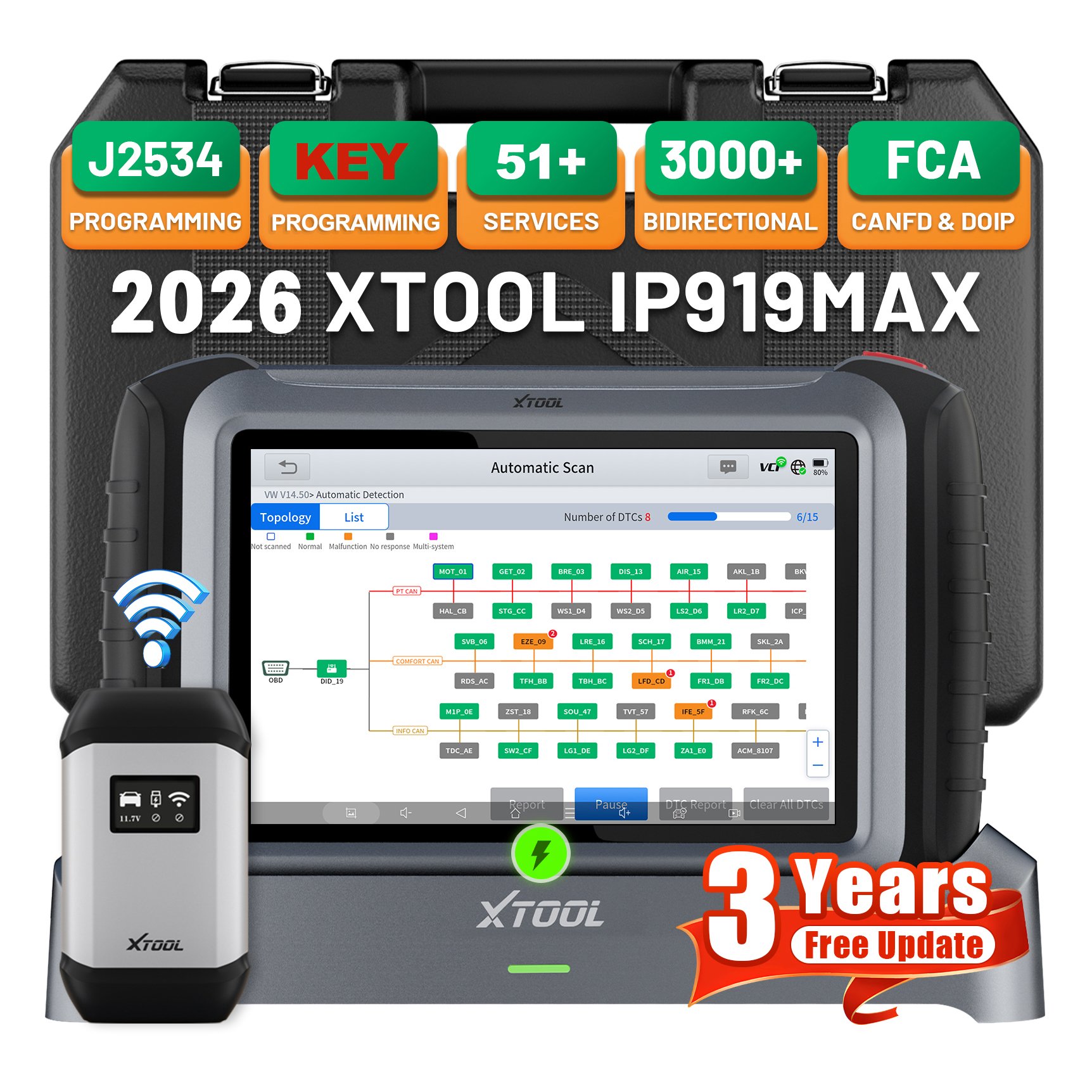 Car Diagnostic Tool Full System - EU Warehouse XTOOL IP919MAX J2534 ECU