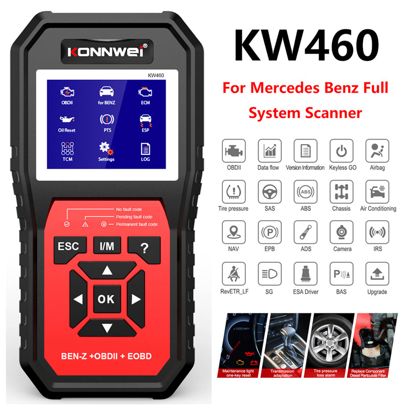 Obd2 Scanner Abs Srs Airbag Reset - KONNWEI KW460 All System OBD 2