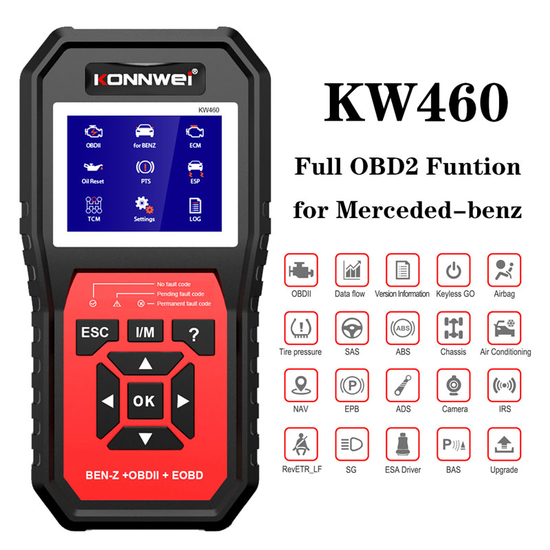 Obd2 Scanner Abs Srs Airbag Reset - KONNWEI KW460 OBD2-autoscanner voor Mercedes-Benz, met