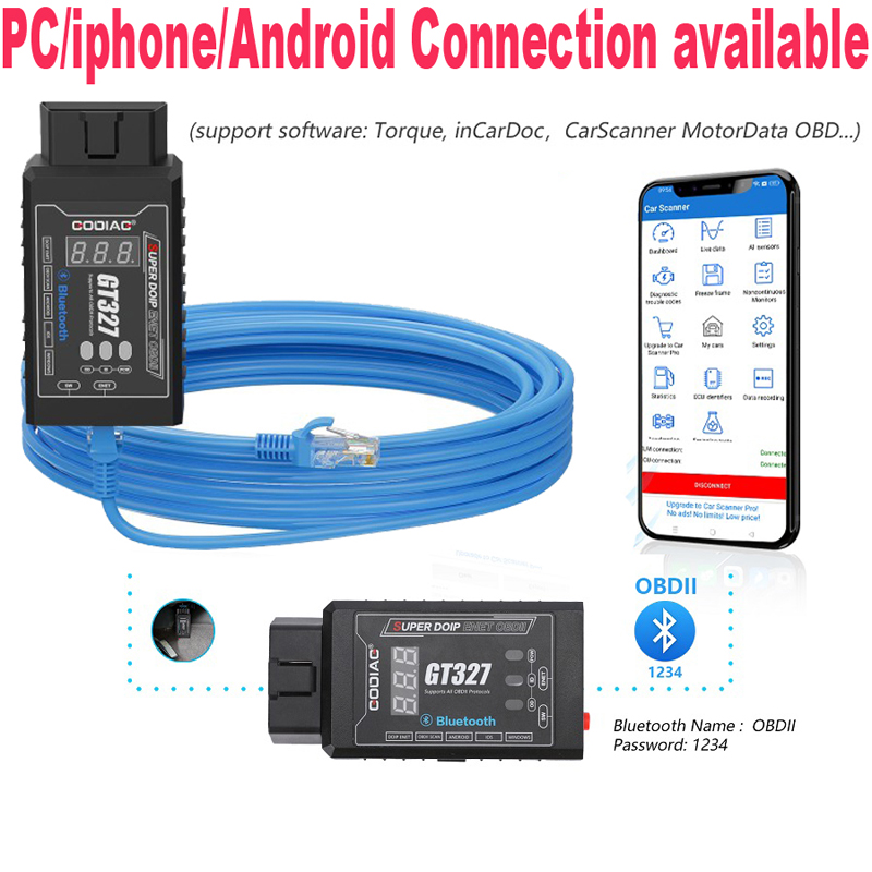 GODIAG GT327 DOIP ENET v1.5 EL - Obd2 Scanner Bluetooth Android recensie en prijs