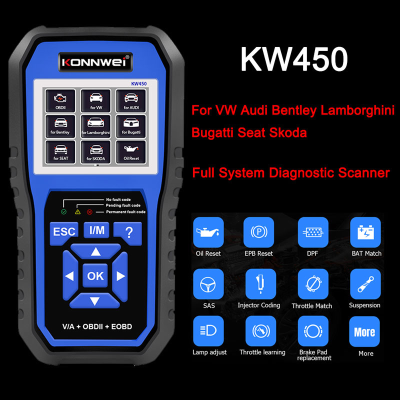 KONNWEI KW450 OBD2 autodiagnos - Obd2 Scanner Abs Srs Airbag Reset recensie en prijs