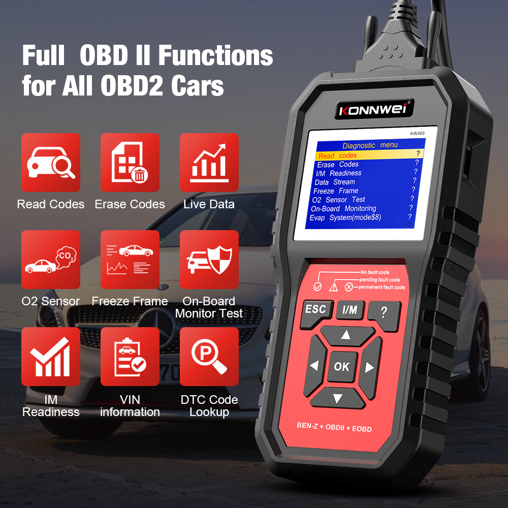 2026 KONNWEI KW460 Auto OBD2 S - Obd2 Scanner Abs Srs Airbag Reset recensie en prijs