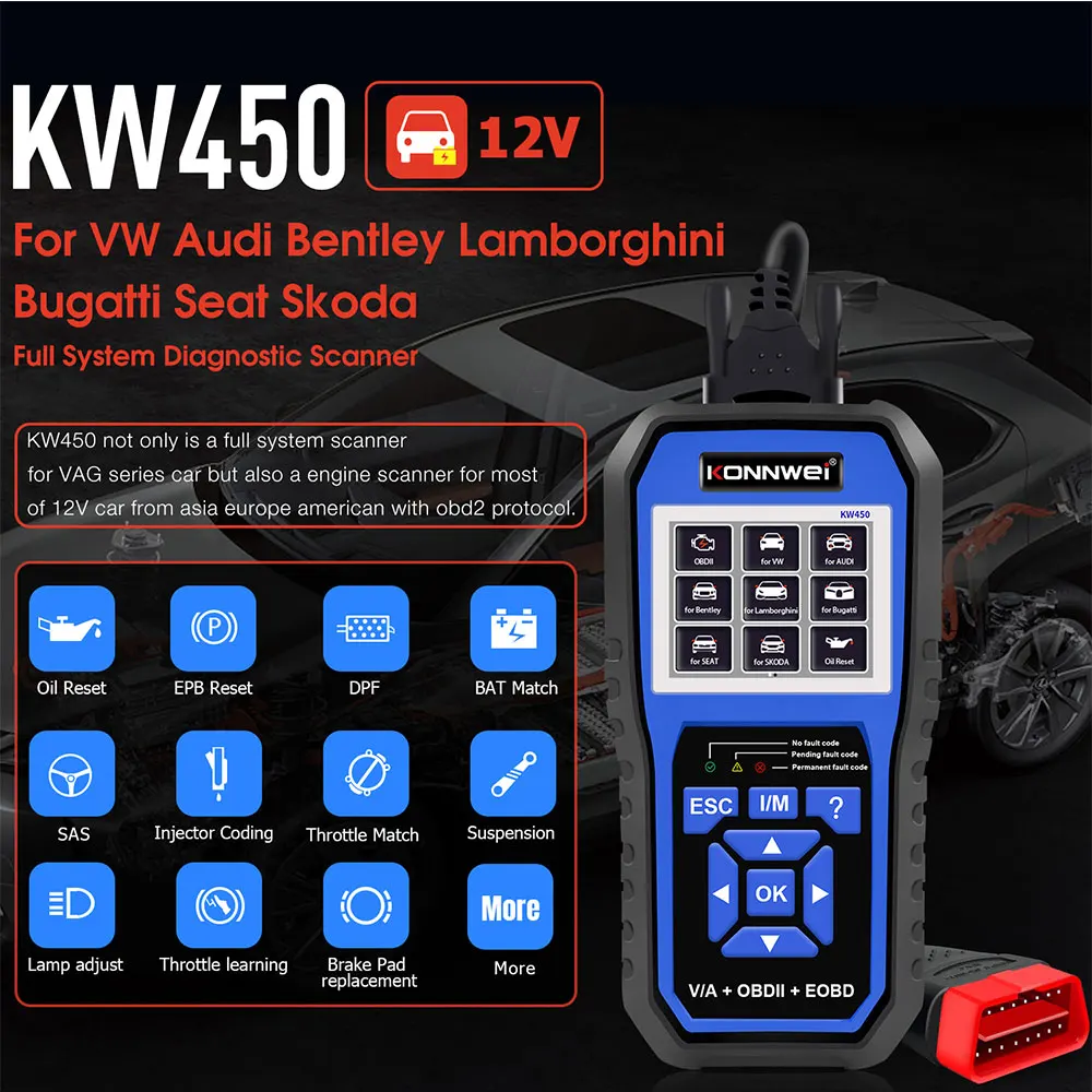 2026 OBD2 Scanner KW450 OBD Co - Obd2 Scanner Abs Srs Airbag Reset recensie en prijs