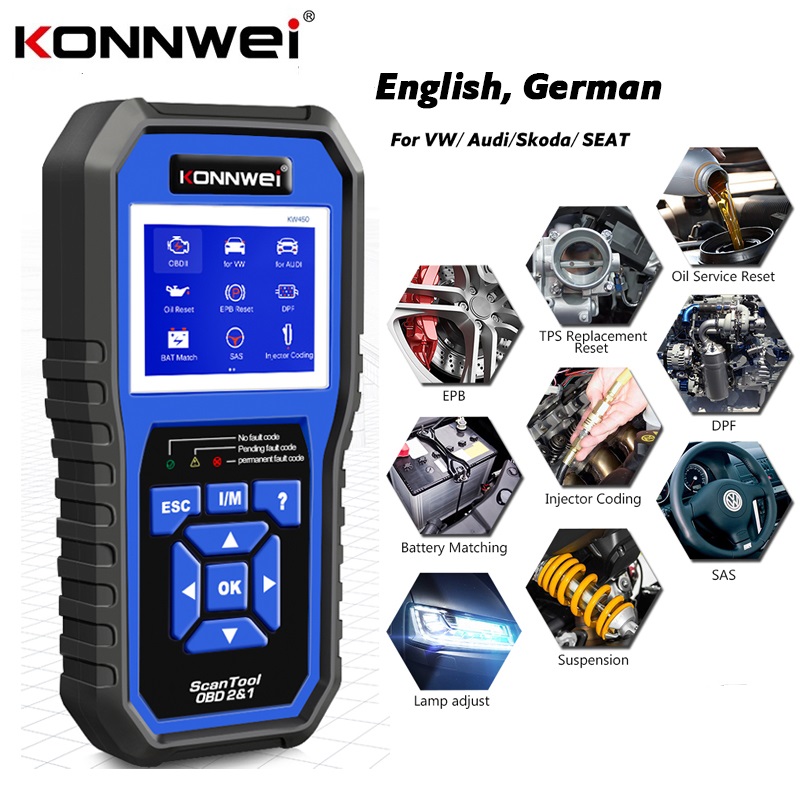 2026 OBD2 Scanner KW450 OBD Co - Obd2 Scanner Abs Srs Airbag Reset recensie en prijs